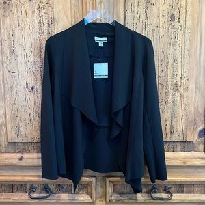 Jules & Leopold Open Front Jacket Cardigan Blazer Black Waterfall Drape Front SM